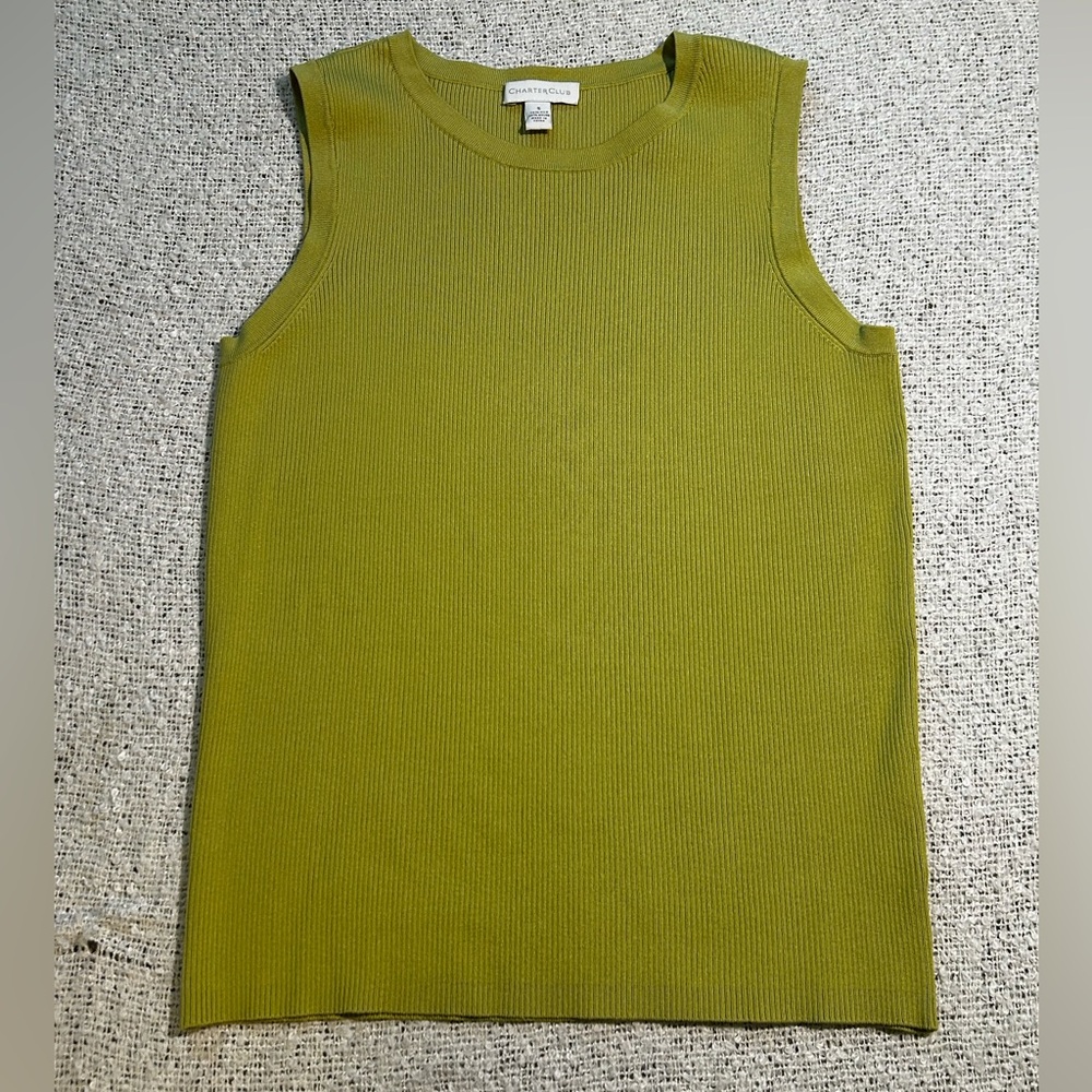 Charter Club Green Ribbed Sleeveless Knit Top Size S